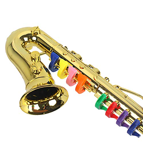 HOMSFOU Golden Kids Saxophone Toy: Musical Wind Instruments 8 Rhythms Saxophone Trumpet Performance Prop Toddlers Development Toys For Kids Beginners