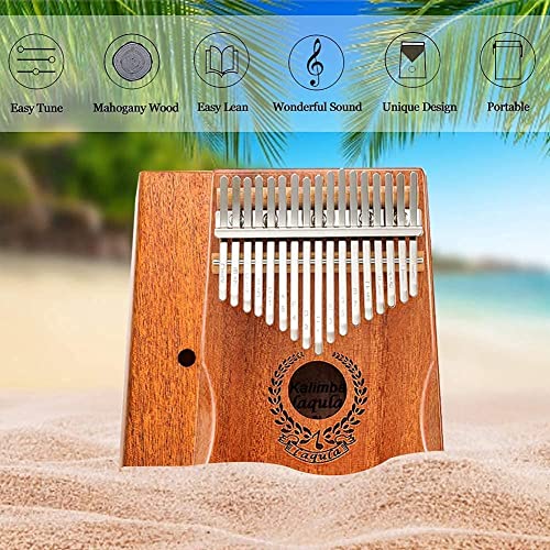 Kalimba 17 Keys Thumb Piano - Portable Mbira Sanza Finger Piano Professional Musical Instrument Marimbas with Protective Case, Study Instruction, Tuning Hammer Gift for Kids Adults Beginners