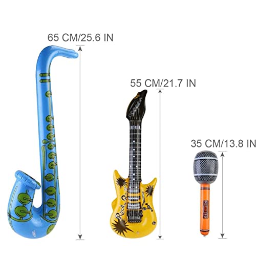 Inflatable Guitar Saxophone Microphone Balloon Set, 12 Pack Musical Instruments Accessories For Kids Adults Party Decoration