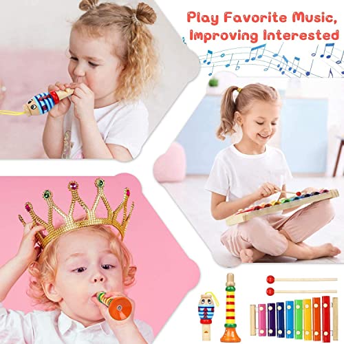 Jojoin Toddler Musical Instruments, 25PCS Wooden Percussion Instruments Toys Set with Storage Backpack, Tambourine, Maracas, Castanets etc. Early Education Musical Toys for Boys and Girls 3+