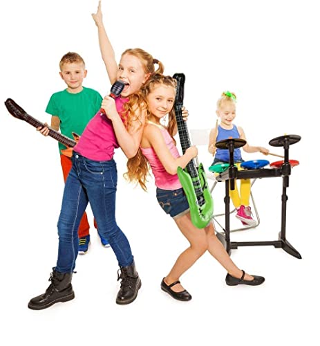 Inflatable Guitar Saxophone Microphone Balloon Set, 12 Pack Musical Instruments Accessories For Kids Adults Party Decoration