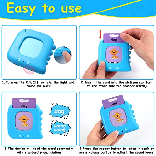 Talking Flash Cards for Toddlers 3 4 5 6 Year old 112 Cards-224 Sight Words Reading Machine Montessori Learning Interactive Toys Educational Preschool Boys Girls Children Gifts