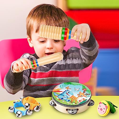 Sweet time Kids Musical Instruments for Toddler, Baby Wooden Percussion Instruments Toys Tambourine Xylophone for Kids, Preschool Educational Musical Toys for Boys and Girls Gift