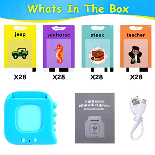 Talking Flash Cards for Toddlers 3 4 5 6 Year old 112 Cards-224 Sight Words Reading Machine Montessori Learning Interactive Toys Educational Preschool Boys Girls Children Gifts