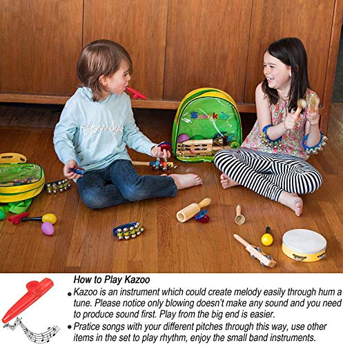 Smarkids Musical Instruments for Toddlers, Professional Wooden Percussion Instrument Toys Sensory Musical Toys Set Rhythm Band Set Birthday Xmas Gift for Kids Children Boys and Girls, with Backpack