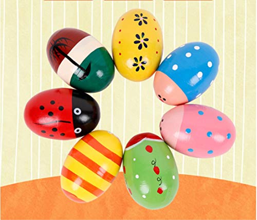 JBBERTH 4Pcs Sand Eggs Percussion Instruments Wooden Percussion Musical For Children kids Gift Random color