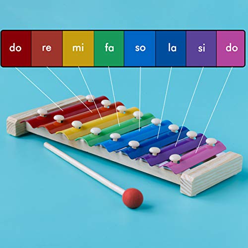 Xylophone for kids, Natural Wooden Toddler Glockenspiel Baby Puzzle Musical Toy Octave Xylophone Wooden Base Learning Educational Musical Instruments