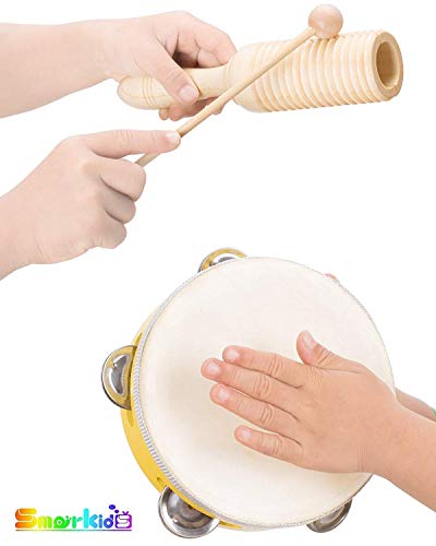 Smarkids Musical Instruments for Toddlers, Professional Wooden Percussion Instrument Toys Sensory Musical Toys Set Rhythm Band Set Birthday Xmas Gift for Kids Children Boys and Girls, with Backpack