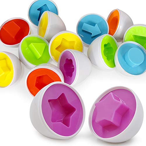 12 x Flex Matching Eggs Colour & Shape Sorter| Montessori Sensory Educational Puzzle