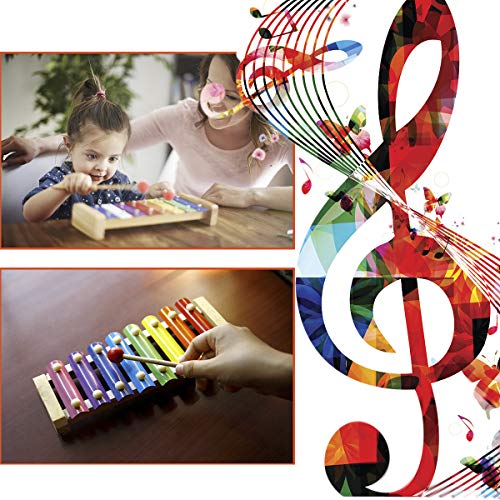 Xylophone for kids, Natural Wooden Toddler Glockenspiel Baby Puzzle Musical Toy Octave Xylophone Wooden Base Learning Educational Musical Instruments