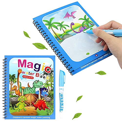 Yeefunjoy Magic Water Coloring Books, Dinosaur Animal Magic Paint for Toddler, Children Reusable Drawing Book with Pen, Early Education Doodle Painting Toys for Kids Boys Girls 3-5 Year Old Best Gift