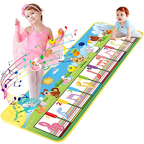 UNTIL YOU Piano Mat,Musical Mat,Kids Touch Play Piano Dance Mat with 8 Animal Sounds,Multi-Function Toddlers Music Mat with Record Playback Baby Early Education Toy 1/2/3/4/5 Year Old Boy Girl Gifts