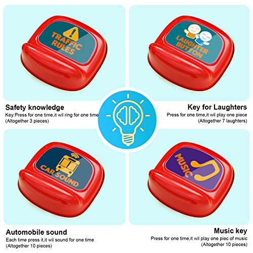 HONGTUO Bus Toy with Sound and Light, Simulation Steering Wheel Gear Toy, Toddlers Bus Toys with Music Education Knowledge Simulation Driving Bus Toys, Gift for 1-3-5 Boys & Girls…