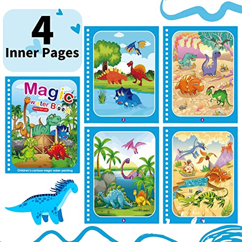 Yeefunjoy Magic Water Coloring Books, Dinosaur Animal Magic Paint for Toddler, Children Reusable Drawing Book with Pen, Early Education Doodle Painting Toys for Kids Boys Girls 3-5 Year Old Best Gift