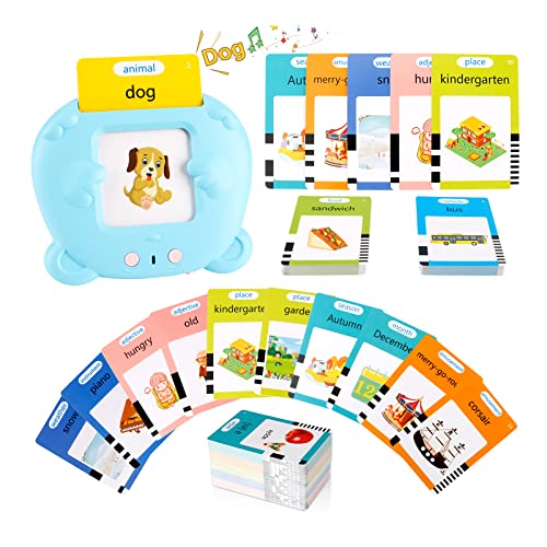 510 Words Talking Flash Cards Early Educational Toys for Toddlers, KETIEE Preschool Learning Reading Machine Montessori Autism Toys for for 2 3 4 5 6 Years Old Boys Girls Kids Birthday Gifts, Blue