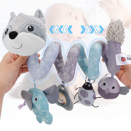Spiral Pram Toys for Babies Wrap-Around Pram Pushchair Stroller/Car Seat/Crib Sensory Early Education Play Toy, Activity Spiral Hanging Toy for Toddler Infant Boys Girls