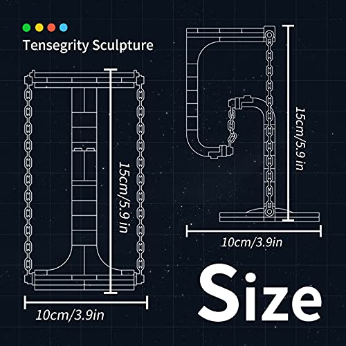 Millionspring Tensegrity Sculptures Anti-Gravity Building Blocks, Novel Physics Balance DIY Bricks Toys Early Education Assembling Building for Kids Children Gift - 56pcs