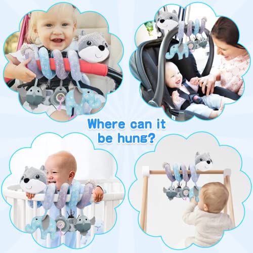 Spiral Pram Toys for Babies Wrap-Around Pram Pushchair Stroller/Car Seat/Crib Sensory Early Education Play Toy, Activity Spiral Hanging Toy for Toddler Infant Boys Girls