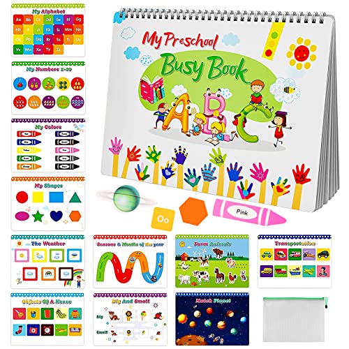Busy Book for Toddlers, Zaluka Preschool Busy Book, Montessori Busy Book for Early Education, Educational Learning Toys for 1-3 Year Old Kids