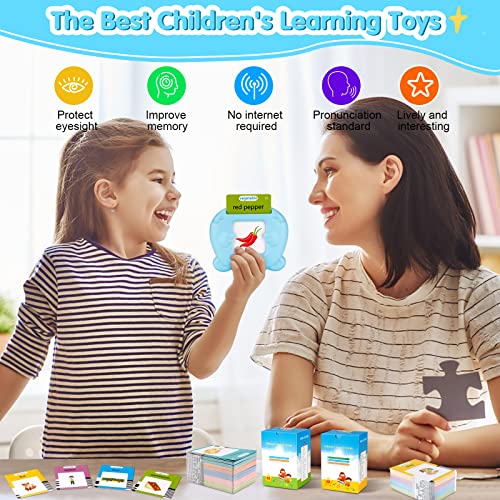 510 Words Talking Flash Cards Early Educational Toys for Toddlers, KETIEE Preschool Learning Reading Machine Montessori Autism Toys for for 2 3 4 5 6 Years Old Boys Girls Kids Birthday Gifts, Blue