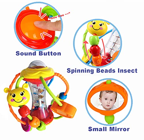 HOLA Baby Toys 0-6 Months Baby Rattle Toys Set Activity Ball, Baby Toys 6 Months Plus Shaker Grab Spin Early Education Learning Sensory Toy, Gift for 3 6 9 12 Months Newborn Babies Toddler Boys Girls
