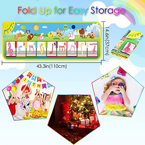 UNTIL YOU Piano Mat,Musical Mat,Kids Touch Play Piano Dance Mat with 8 Animal Sounds,Multi-Function Toddlers Music Mat with Record Playback Baby Early Education Toy 1/2/3/4/5 Year Old Boy Girl Gifts