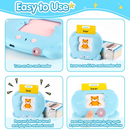 510 Words Talking Flash Cards Early Educational Toys for Toddlers, KETIEE Preschool Learning Reading Machine Montessori Autism Toys for for 2 3 4 5 6 Years Old Boys Girls Kids Birthday Gifts, Blue