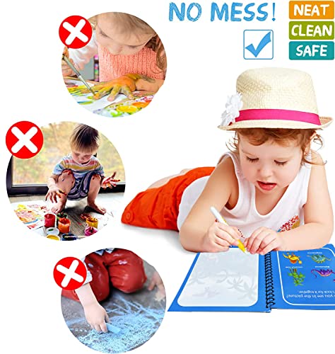 Yeefunjoy Magic Water Coloring Books, Dinosaur Animal Magic Paint for Toddler, Children Reusable Drawing Book with Pen, Early Education Doodle Painting Toys for Kids Boys Girls 3-5 Year Old Best Gift