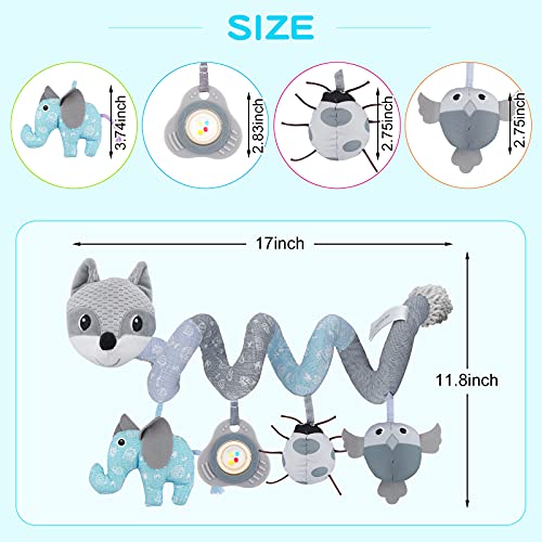 Spiral Pram Toys for Babies Wrap-Around Pram Pushchair Stroller/Car Seat/Crib Sensory Early Education Play Toy, Activity Spiral Hanging Toy for Toddler Infant Boys Girls