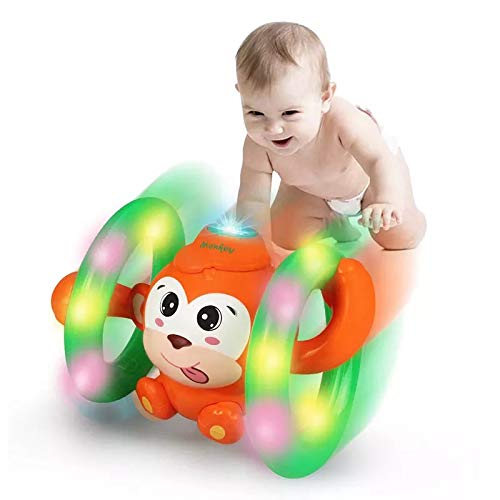 KaFmDa Early Education Roll & Glow Monkey Toy with Lights and Music Rolling Forward and Backward Various Musical Sounds and Colorful Light for Toddlers Children & Kids Boys and Girls