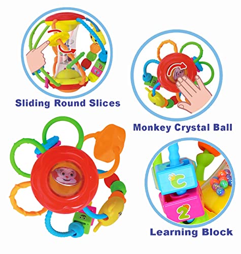 HOLA Baby Toys 0-6 Months Baby Rattle Toys Set Activity Ball, Baby Toys 6 Months Plus Shaker Grab Spin Early Education Learning Sensory Toy, Gift for 3 6 9 12 Months Newborn Babies Toddler Boys Girls
