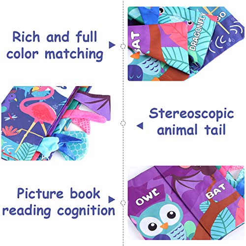 Eutionho Flying Animal Sensory Toys,8 Page Baby Books Soft Toys Tape on Pushchair/Car Seat/Crib Early Education Toy,Newborn Activity Sensory Toys for Baby,Baby Books 0-12 Months for Early Education