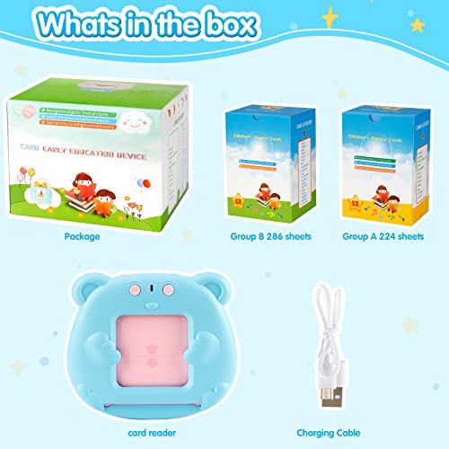 510 Words Talking Flash Cards Early Educational Toys for Toddlers, KETIEE Preschool Learning Reading Machine Montessori Autism Toys for for 2 3 4 5 6 Years Old Boys Girls Kids Birthday Gifts, Blue