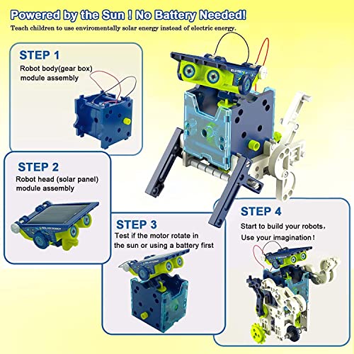 12-in-1 Education DIY Solar Robot Toys Building Science Kits for Kids Age 8 9 10 11 12 Years Old Boys Christmas Birthday Gifts STEM Robot Building Kit Toys for 8 9 10 11 12 + Years Old Boys