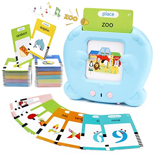 510 Words Talking Flash Cards Early Educational Toys for Toddlers, KETIEE Preschool Learning Reading Machine Montessori Autism Toys for for 2 3 4 5 6 Years Old Boys Girls Kids Birthday Gifts, Blue