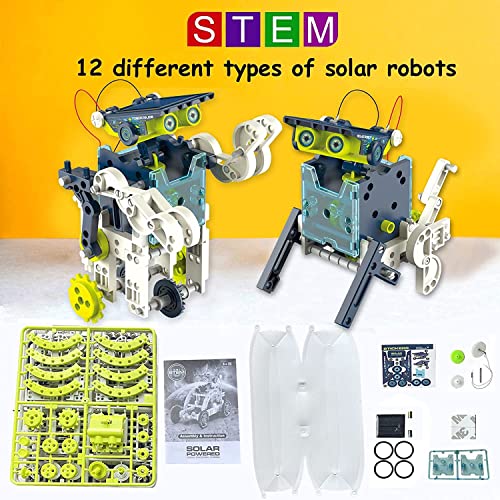 12-in-1 Education DIY Solar Robot Toys Building Science Kits for Kids Age 8 9 10 11 12 Years Old Boys Christmas Birthday Gifts STEM Robot Building Kit Toys for 8 9 10 11 12 + Years Old Boys