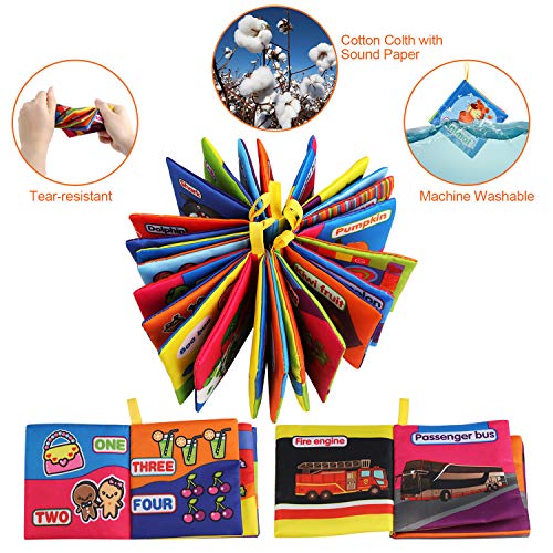 LinStyle Baby Books, 6 PCS Soft Books for Babies, Baby Bath Book, Safe Non Toxic Cloth Books Toy for Toddler Early Education Intelligence Development