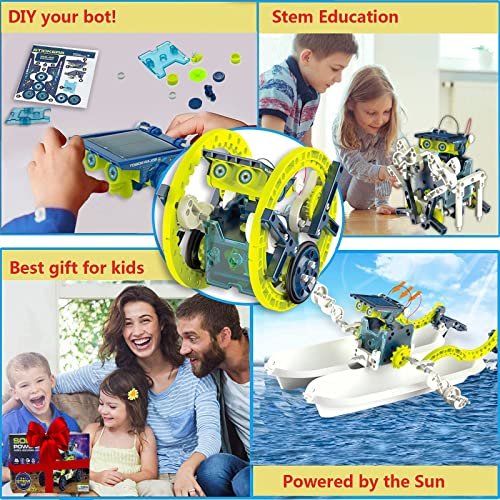 12-in-1 Education DIY Solar Robot Toys Building Science Kits for Kids Age 8 9 10 11 12 Years Old Boys Christmas Birthday Gifts STEM Robot Building Kit Toys for 8 9 10 11 12 + Years Old Boys