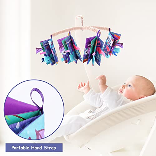 Eutionho Flying Animal Sensory Toys,8 Page Baby Books Soft Toys Tape on Pushchair/Car Seat/Crib Early Education Toy,Newborn Activity Sensory Toys for Baby,Baby Books 0-12 Months for Early Education