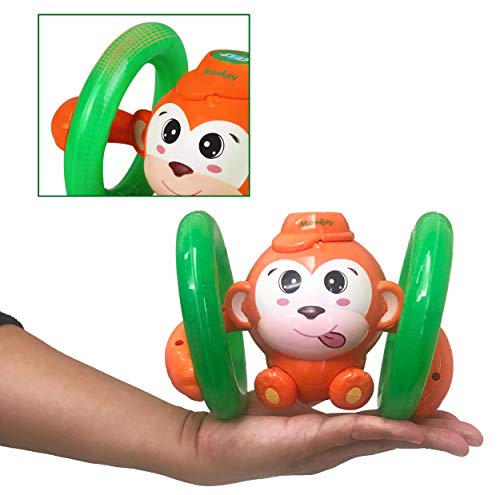 KaFmDa Early Education Roll & Glow Monkey Toy with Lights and Music Rolling Forward and Backward Various Musical Sounds and Colorful Light for Toddlers Children & Kids Boys and Girls
