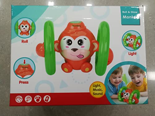 KaFmDa Early Education Roll & Glow Monkey Toy with Lights and Music Rolling Forward and Backward Various Musical Sounds and Colorful Light for Toddlers Children & Kids Boys and Girls