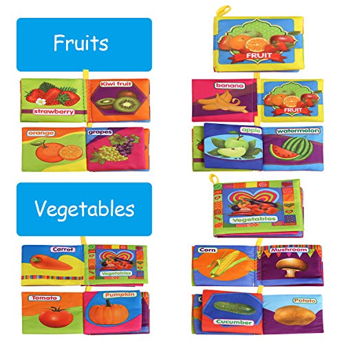 LinStyle Baby Books, 6 PCS Soft Books for Babies, Baby Bath Book, Safe Non Toxic Cloth Books Toy for Toddler Early Education Intelligence Development