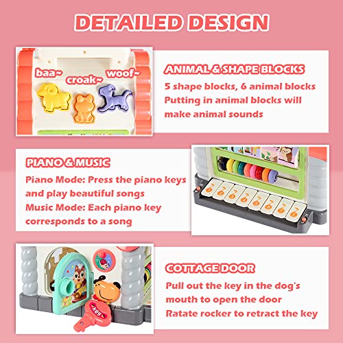 Eastsun 9 In 1 Early Educational Toys for 1 Year Old Boys Girls, Baby Shape Sorter Musical Toys for Toddler Age 1 2 3 , 1st Birthday Gifts Activity House Cube with Animal Sound & Keyboard Piano for 12 18 Months+