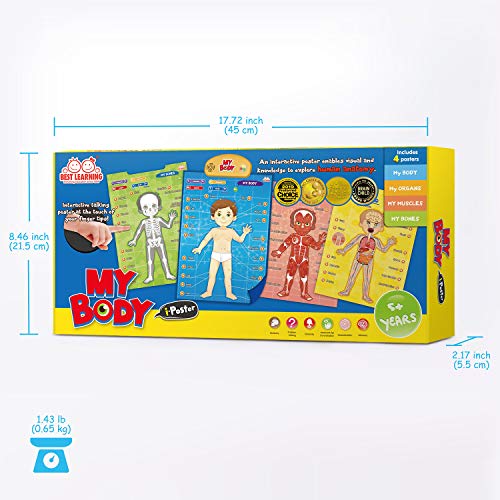 BEST LEARNING i-Poster My Body - Interactive Educational Human Anatomy Talking Game Toy System to Learn Body Parts, Organs, Muscles and Bones for Kids Aged 5 to 12 Years Old