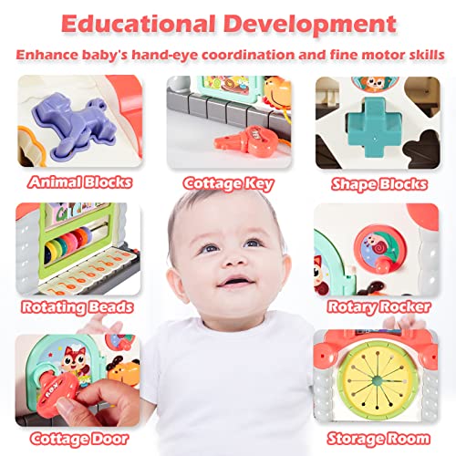 Eastsun 9 In 1 Early Educational Toys for 1 Year Old Boys Girls, Baby Shape Sorter Musical Toys for Toddler Age 1 2 3 , 1st Birthday Gifts Activity House Cube with Animal Sound & Keyboard Piano for 12 18 Months+