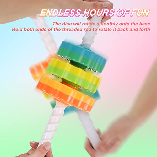 FRIUSATE Spinning Stacking Toys, Baby Sensory Spin Gears Stacking Rings Toy, Rainbow Spinning Stacking Gears Toy, BPA Free Early Education Kids Brain Development Toys Family Games