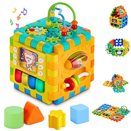 INvench Activity Cube Baby Toys - 6 in 1 Shape Sorter Early Development Educational Toy Gift for 1 Year Old Boy Girl