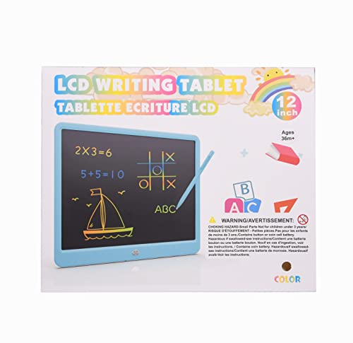 TEKFUN 12inch LCD Writing Tablet for Kids Adults, Erasable Drawing Tablet with Stylus Lanyard Writing Tablet for Office, Education Toys Birthday for 3 4 5 6 7 Girls Boys (Pink)