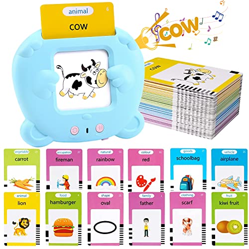 Elekin Talking Flash Cards for Toddlers 224 Words,Early Education Toys for 1 2 3 4 5 6 Year Old Boys Girls,Birthday Gifts for Kids,Autism Sensory Toys, Best Learning Toys Gift for Kids(Blue)