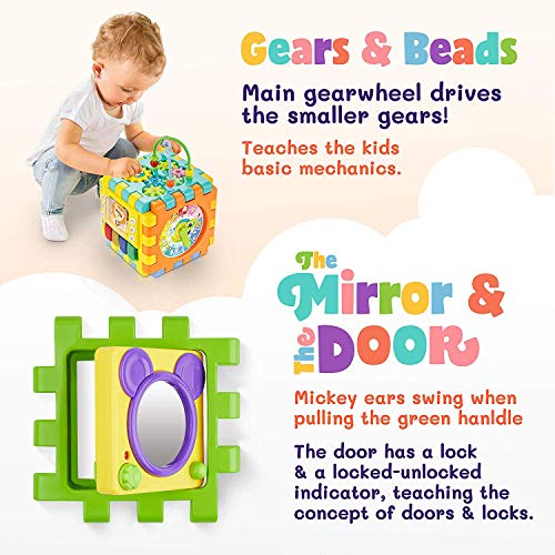 INvench Activity Cube Baby Toys - 6 in 1 Shape Sorter Early Development Educational Toy Gift for 1 Year Old Boy Girl